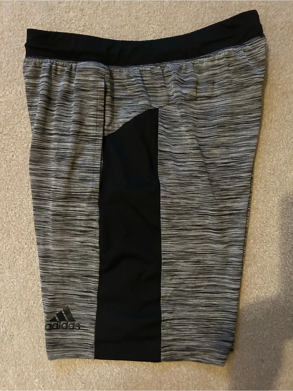 adidas Men's Gray Space-Dye Athletic Shorts with Black Side Panels